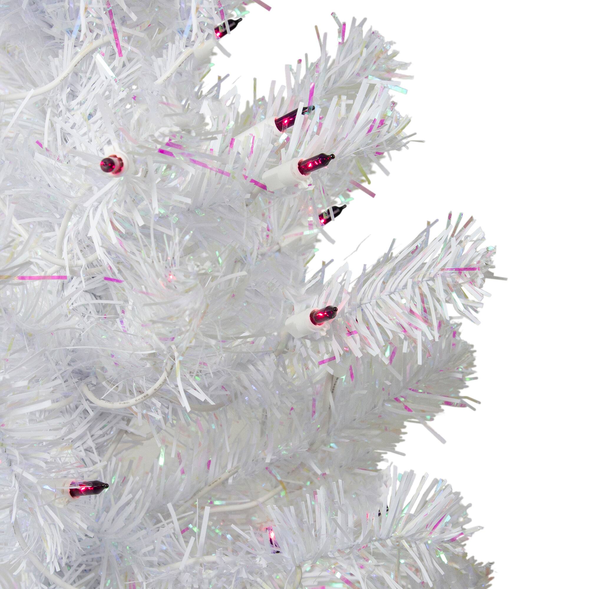 3ft. Pre-Lit White Iridescent Pine Artificial Christmas Tree, Purple Lights